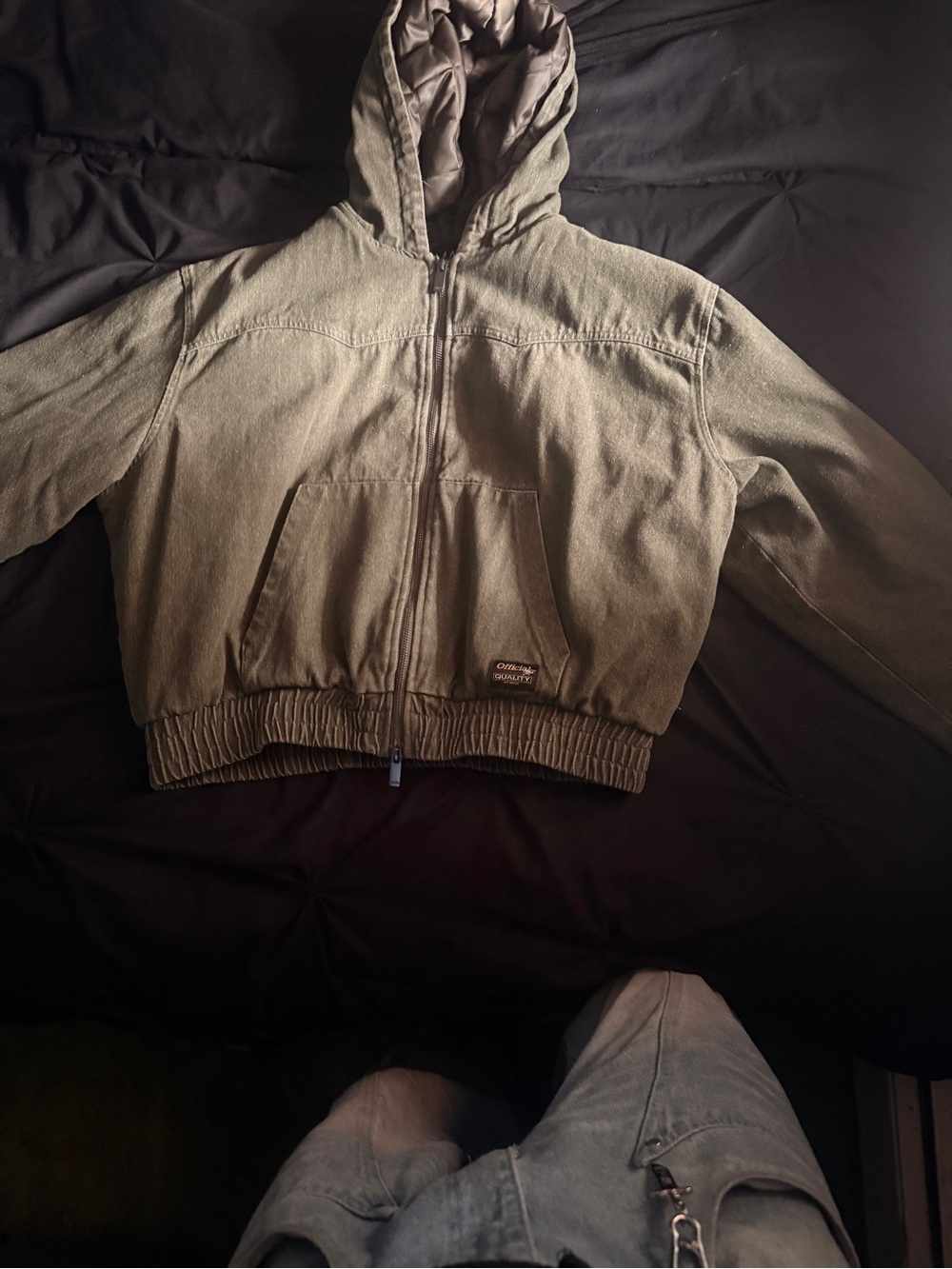 Men's Olive Green Hooded Zip Sweater
